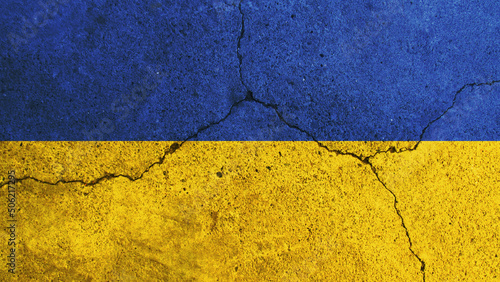 Ukraine flag. Ukraine flag on cracked cement wall