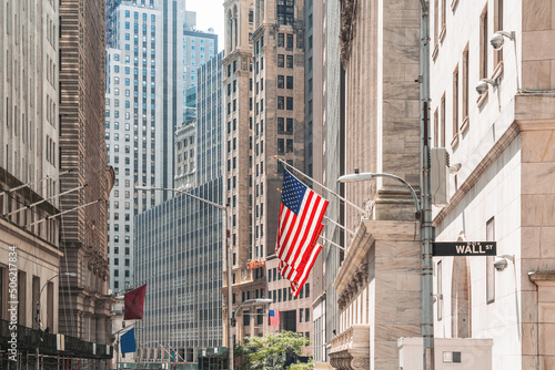 New York stock exchange building and wall street. Business and finance photo