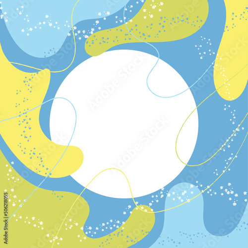 Square Abstract Summer Background With Colorful Waves, Brush Strokes and Splashes