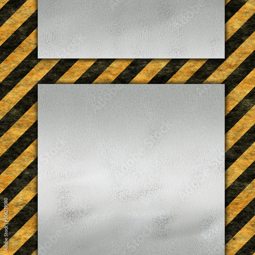 Metal plate with warning stripes