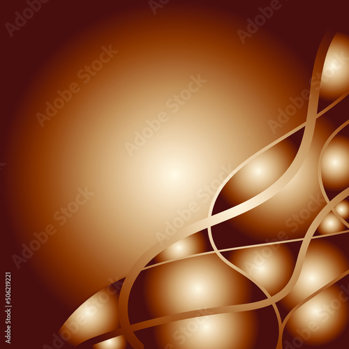 Bronze air background with lines and bubbles, balls, circles