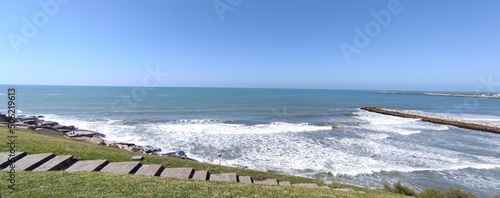 Oceano Atlantico visto desde la Costanera en la ciudad de Mar Del Plata Buenos Aires Argentina  Region Pampeana