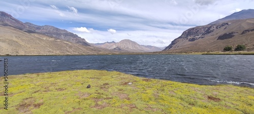 Laguna del Sosneado este bello cuerpo de agua se encuentra en el corazon de la cordillera de los andes. en la region de Cuyo Mendoza Argentina  photo