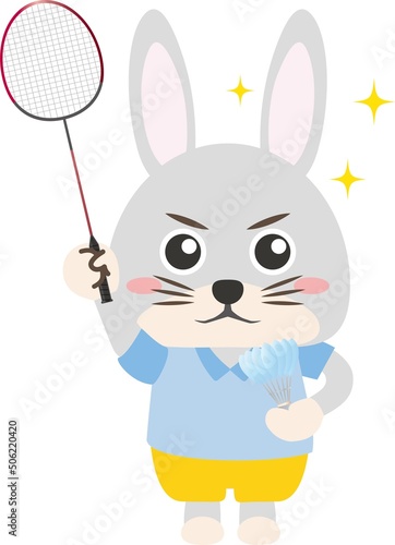 うさぎ　兎　卯年　動物　スポーツ　バドミントン