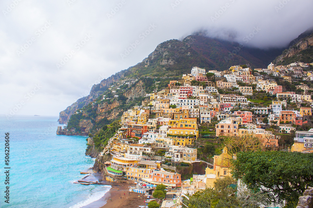Beautiful view of Positano city in Amalfi Coast, Italy	