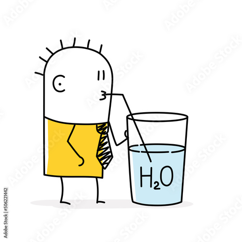 Stickman drinking water from a glass.