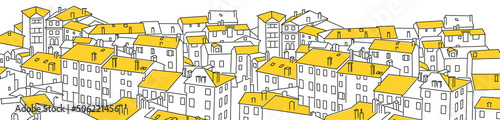 Background with houses with gable roofs.