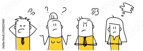 Funny stick figures with negative emotions.
