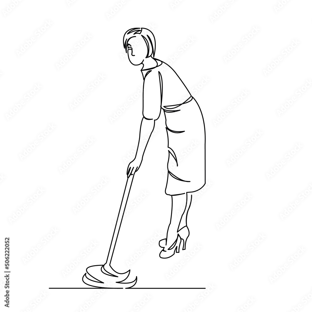 girl washing the floor