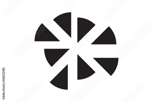 Round graphic fraction circle shape vector element. Geometric diagram division section icon.