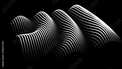 Sinusoidal formula distortion sine wave and waveform. Graph of a 3d function space in three-dimensional coordinates. Science simple detailed volume drip drop background.