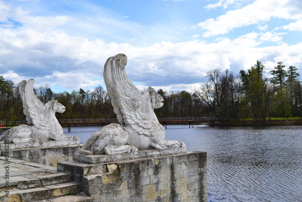 Gryphono sculptures in Marfino a majestic beautiful estate in the Moscow region
