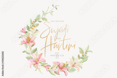 hand drawn lily wreath background design