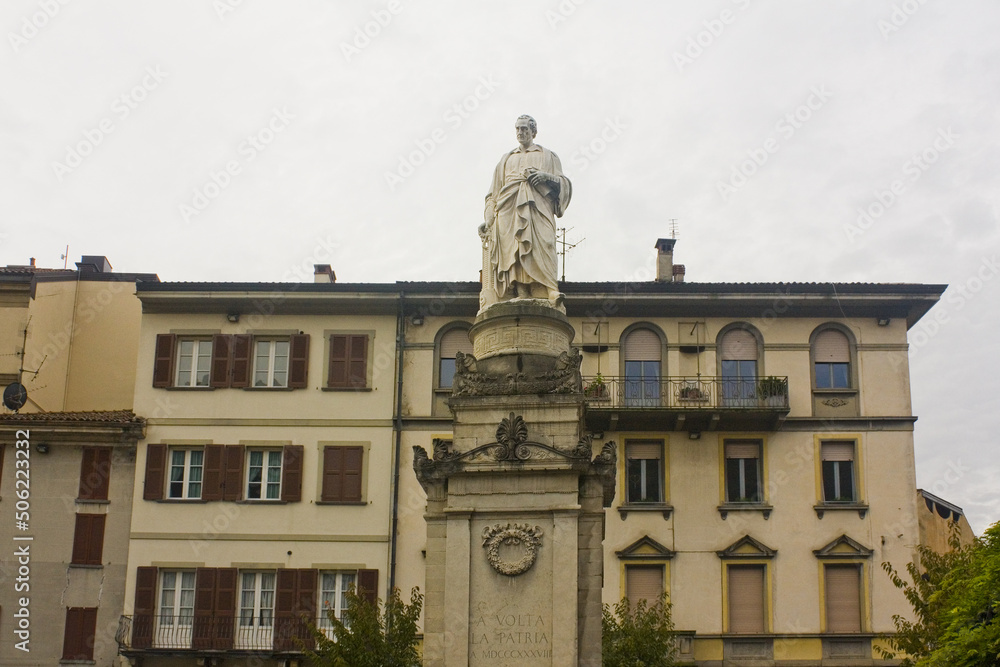 Statue of Alessandro Volta at Piazza Alessandro Volta in Como, Italy