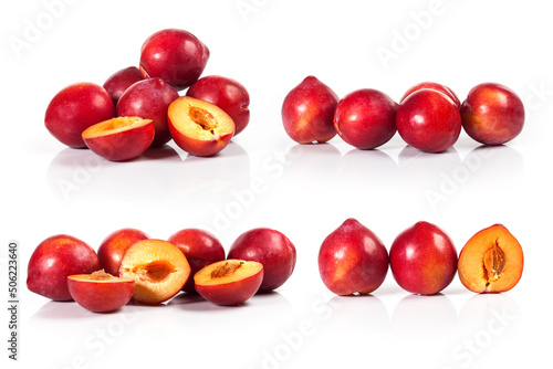 composite of fresh nectarines isolated on a white background