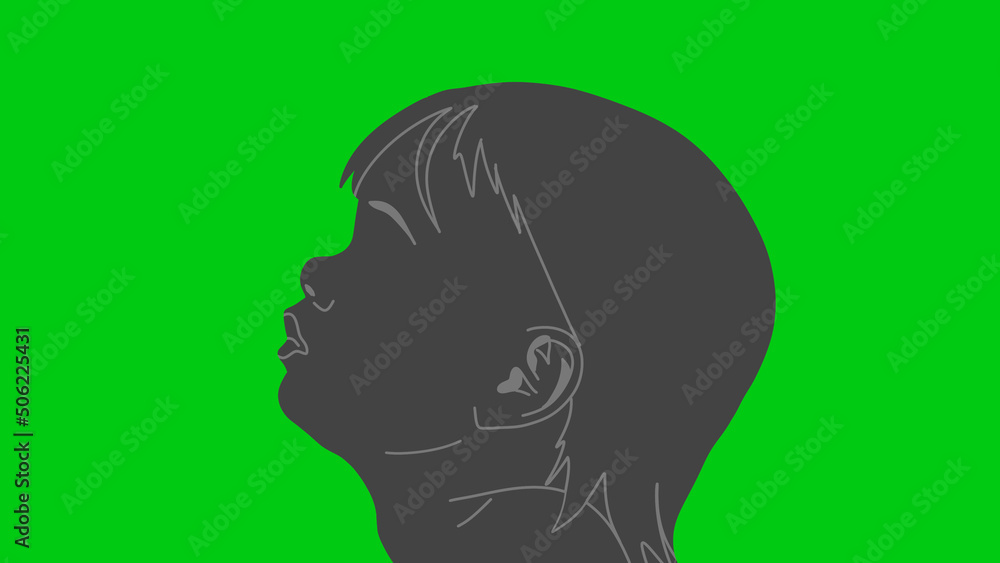 greenbackground illustration of a profile of a girl