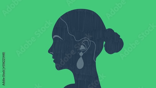 greenbackground illustration of a profile of a woman photo
