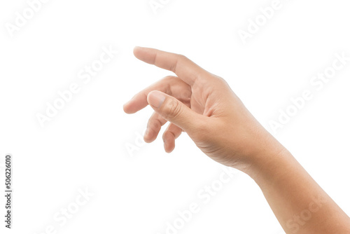 Man hand symbol showing isolated on white background. [Clipping path].