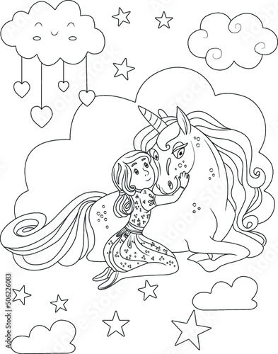 Fototapeta Naklejka Na Ścianę i Meble -  unicorn coloring book pages for kids