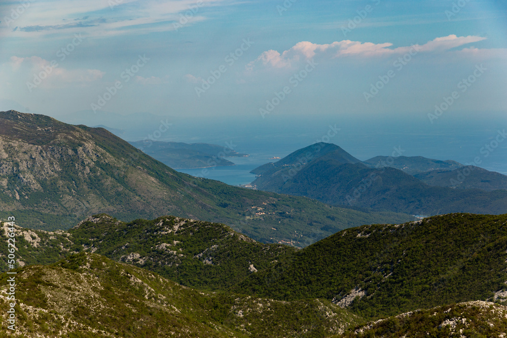 Coast of the Adriatic Sea. Border of Croatia and Montenegro.