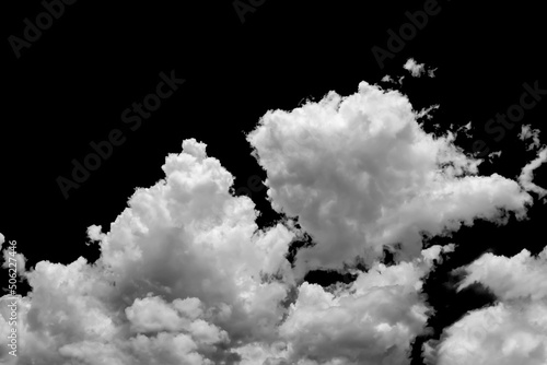 White clouds on black, largefluffy cloud isolated