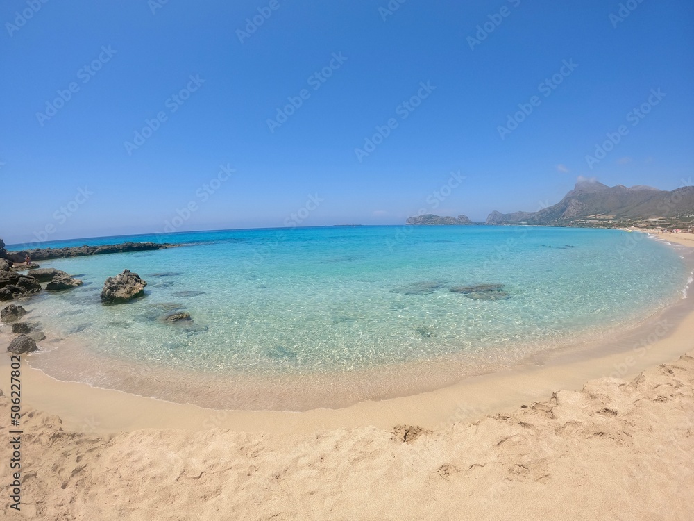 Falasarna beach crete island Dream Beach and turqouise cristal water 