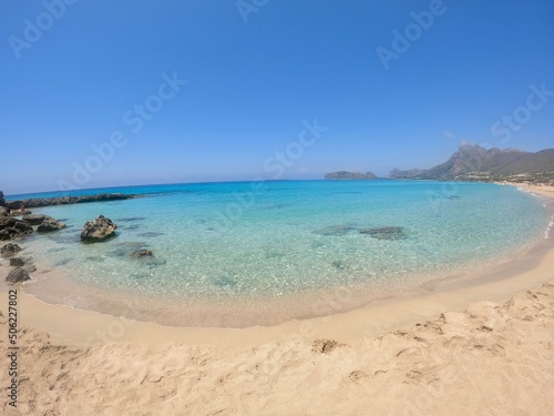 Fototapeta Naklejka Na Ścianę i Meble -  Falasarna beach crete island Dream Beach and turqouise cristal water 