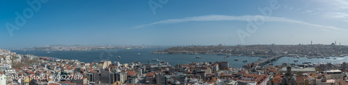 Panoramic view of the European side of Istanbul, Bosphorus strait and Galata bridge from the Galata Tower, Turkey photo © Stan Stocking