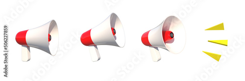 3D Illustration of Isolated megaphone on white background with clipping path