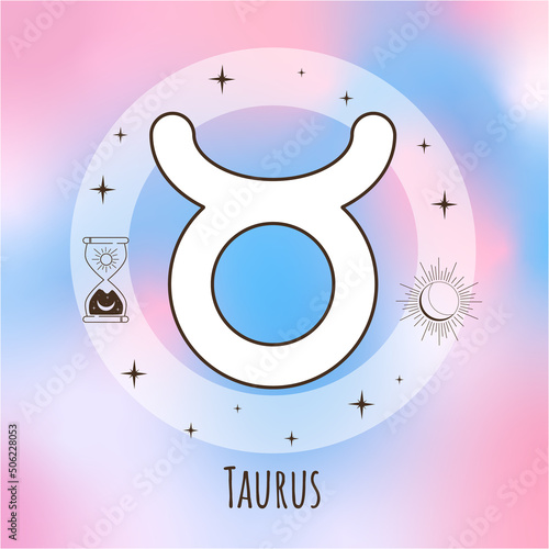 Taurus, zodiac sign, zodiac signs icons in boho style, trendy vector illustration, vector zodiac illustration, astrology, stars, constellation	