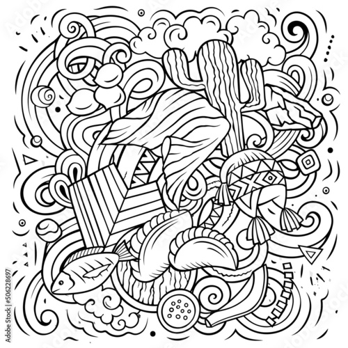 Bolivia hand drawn cartoon doodles illustration.