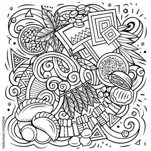 Paraguay hand drawn cartoon doodles illustration.