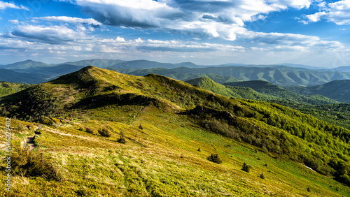 Fototapeta Naklejka Na Ścianę i Meble -  Spring mountain landscape. Bieszczady. Natural border between Poland and Ukraine.