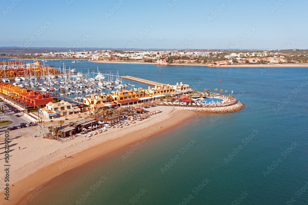 Aerial from the marina in Portimao in the Algarve Portugal