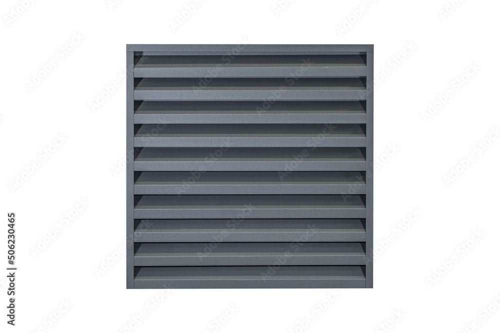 One peace gray Simple fence made of metal. Stainless steel fence parts. Industrial design of galvanized material.