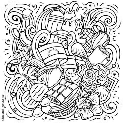 Venezuela hand drawn cartoon doodles illustration.