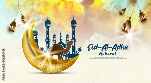 Eid al Adha Mubarak Islamic festival social media banner and Eid Mubarak Post Template