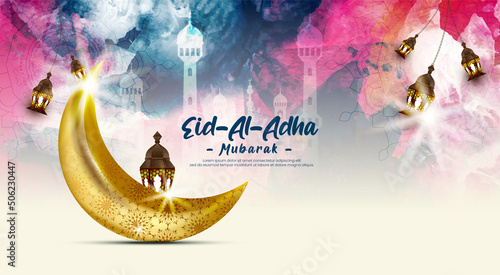 Eid al Adha Mubarak Islamic festival social media banner and Eid Mubarak Post Template