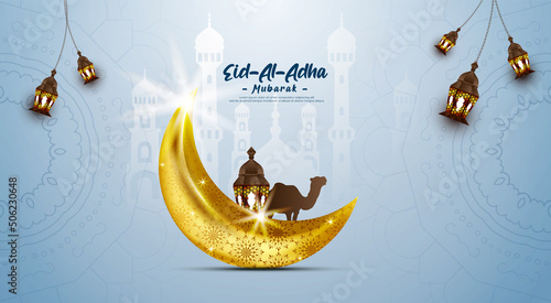 Eid al Adha Mubarak Islamic festival social media banner and Eid Mubarak Post Template