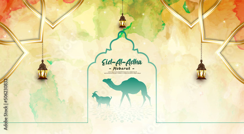 Eid al Adha Mubarak Islamic festival social media banner and Eid Mubarak Post Template