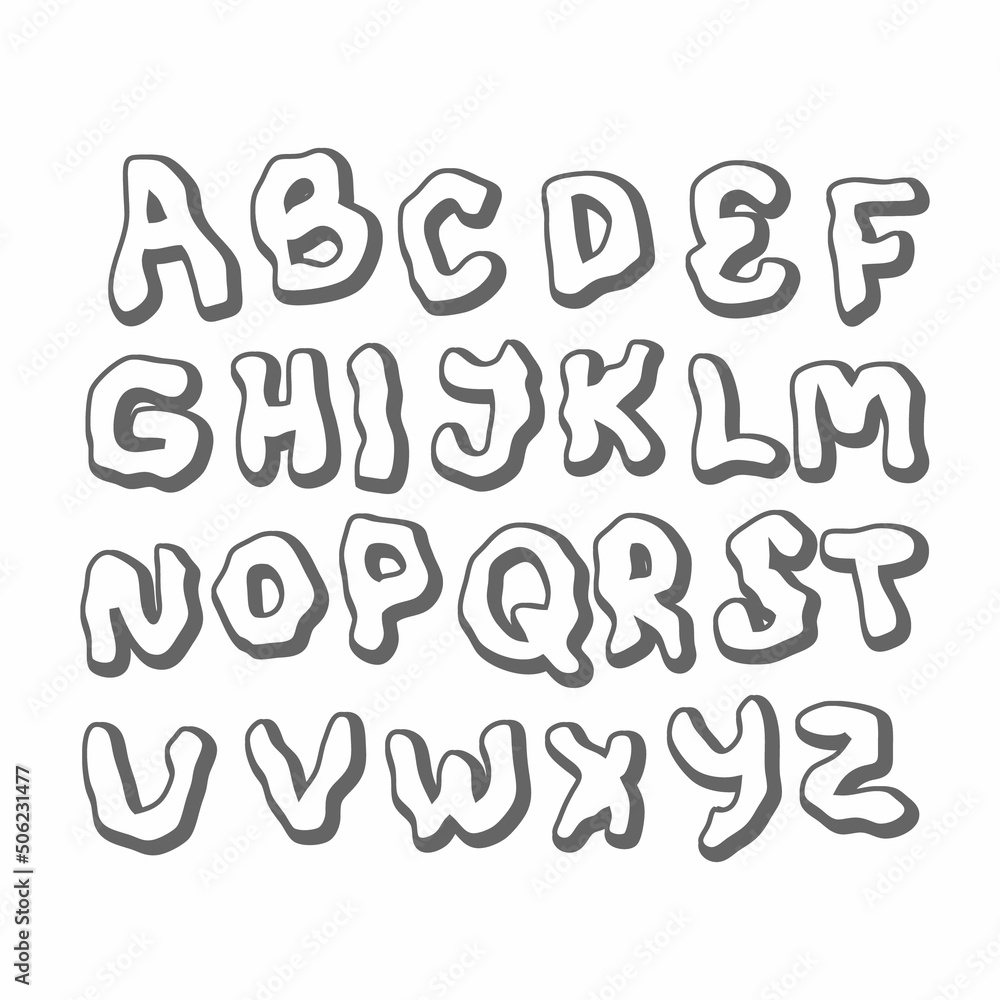Set of bubble groovy style alphabet of latin letters. Perfect for poster, party invitation and print. Hand drawn isolated vector illustration for decor and design. Set of bubble groovy style alphabet of latin letters. Perfect for poster, party invitation and print. Hand drawn isolated vector illustration for decor and design.