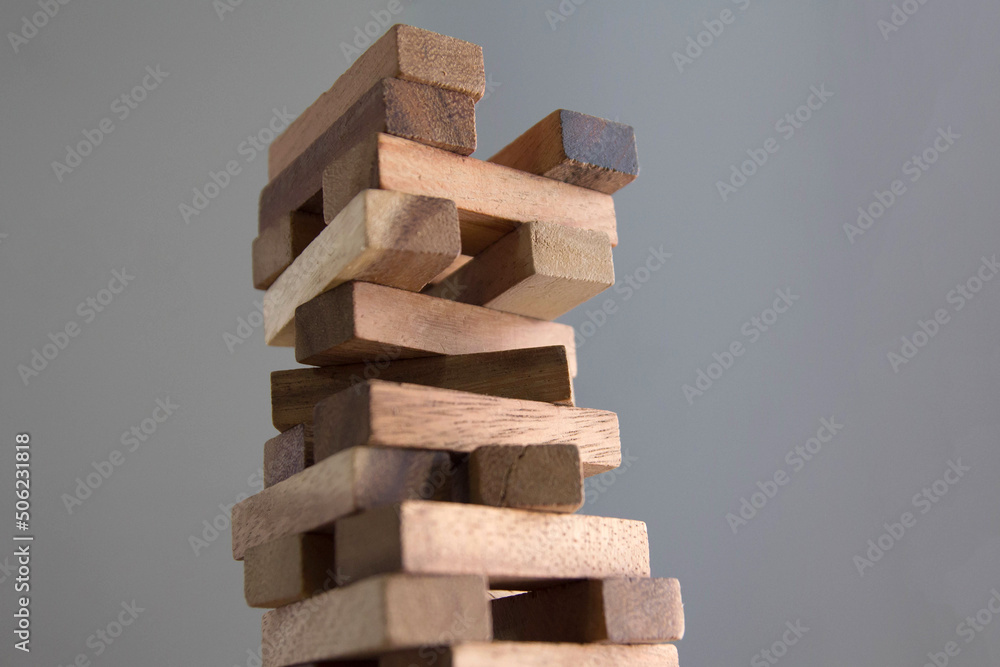 wood block tower , risk management concept wood block tower , risk management concept
