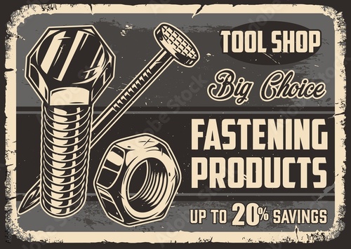 Fasteners monochrome poster with inscription