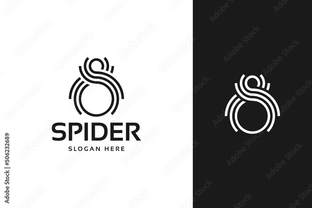 simple minimal spider logo design with line art style simple minimal spider logo design with line art style