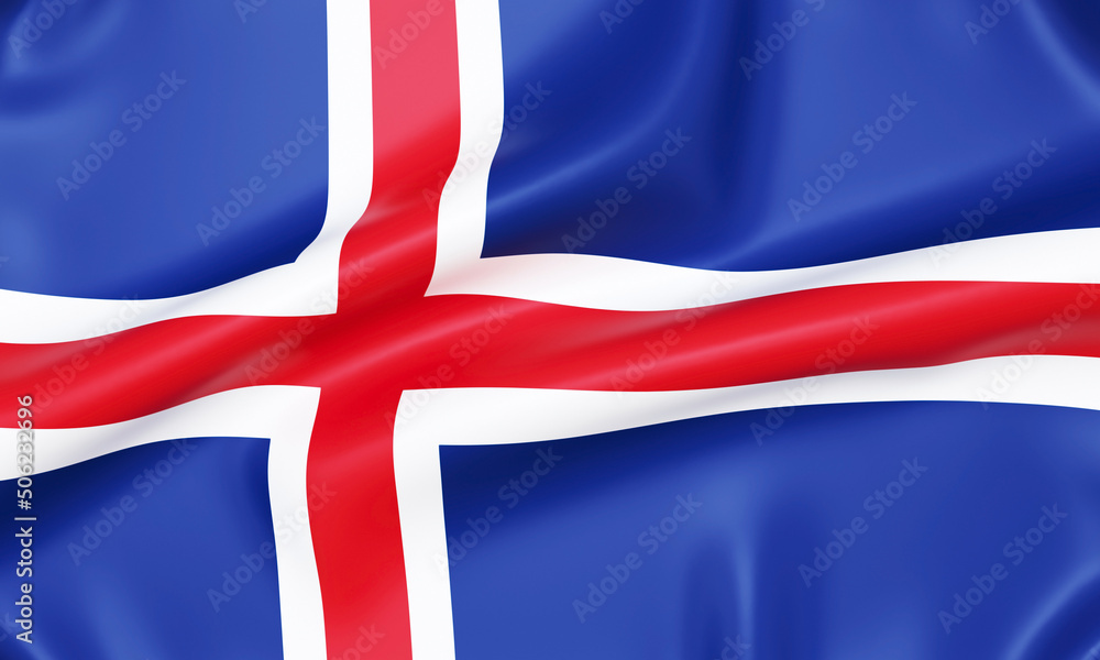 Obraz premium Flag of Iceland, 3d rendering.