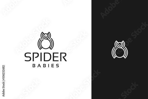 simple minimal spider logo design with line art style