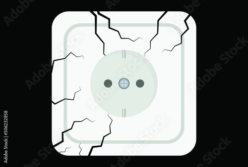 white electrical socket with cracks