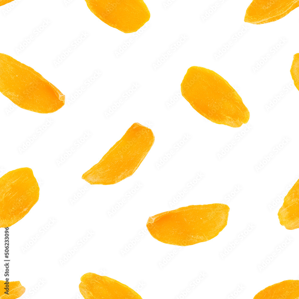 Dried Mango isolated on white background, SEAMLESS, PATTERN Dried Mango isolated on white background, SEAMLESS, PATTERN