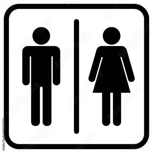 男女のトイレのサイン（枠あり、黒）