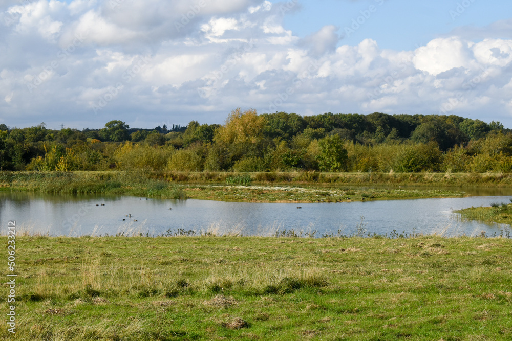 Cloudy weather at Rutland Water nature reserve in the East Midlands, UK. Managed by the Rutland and Leicestershire Wildlife Trust